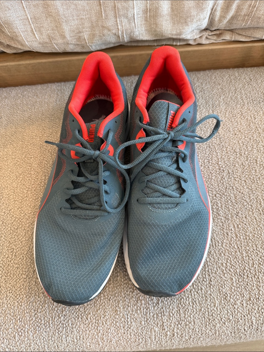 Puma Men's Gray and Red Athletic Running Shoes